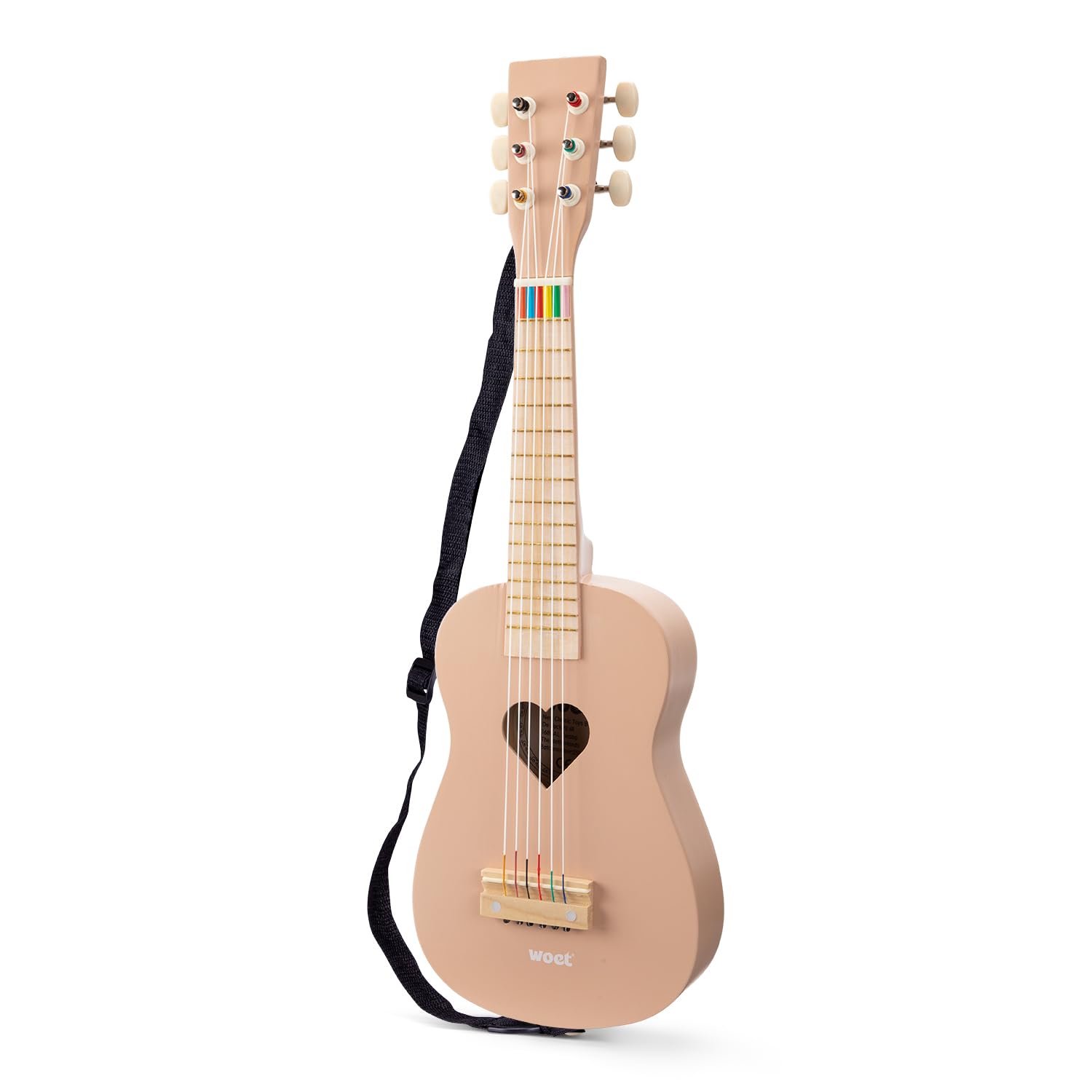 Woet – Chitarra giocattolo in legno per bambini – chitarra acustica rosa 6 corde – giocattolo strumento musicale di risveglio con libretto di canzoni – dai 3 anni – regalo per ragazze e ragazzi