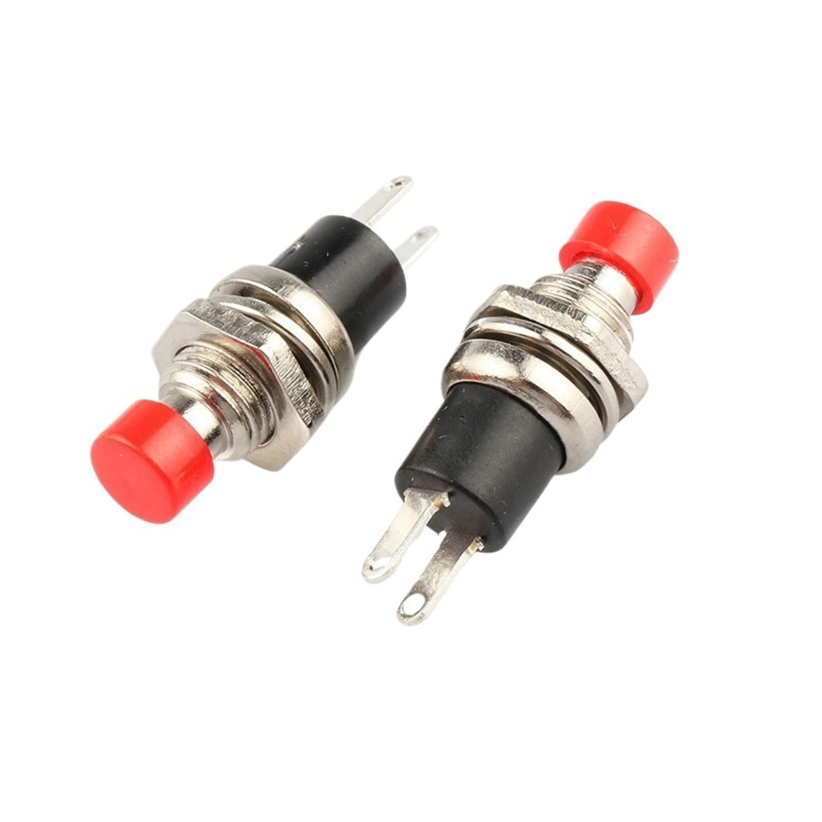 KUKEUC77Q 6pcs Small Round Button PBS-110/NO PBS-111/NC 2 Foot Self-resetting No Lock Switch 7MM Miniature Color Mixing(Red,PBS-110 NO)