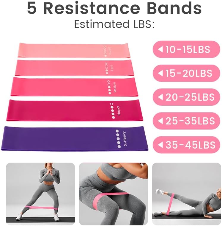 Miniatura 4 de Home Pilates Essentials Kit para mujer, con 5 bandas de resistencia, kit de pilates círculo mágico para tonificar el hogar, incluye pelota de yoga,