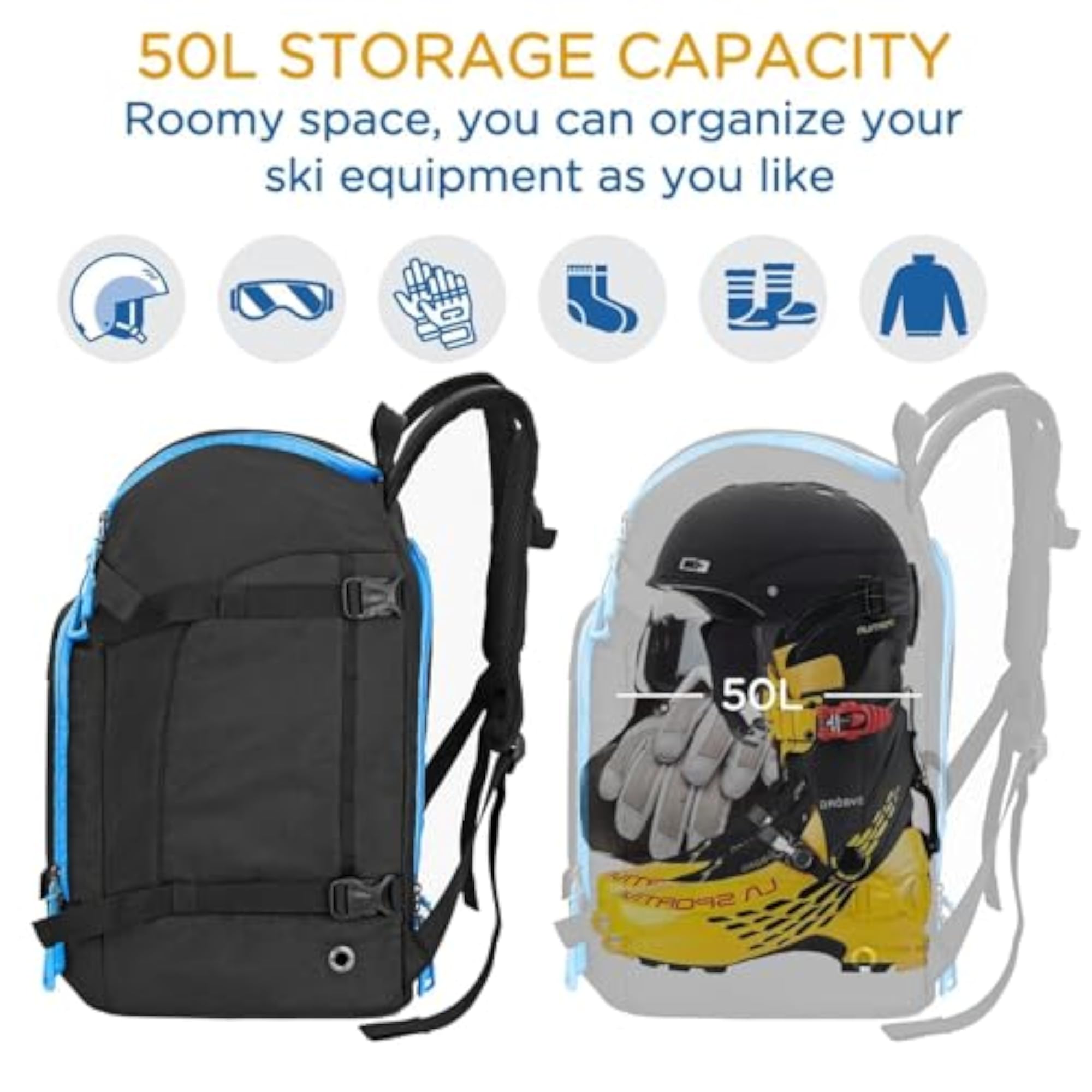 Durable Ski Boot Bag Backpack for Travel