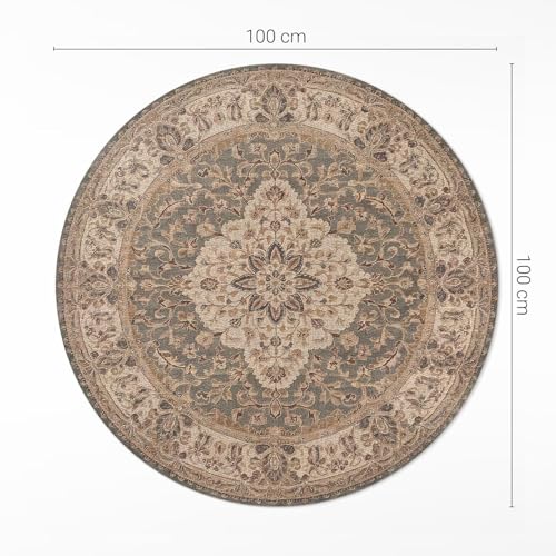 Tapis du sol vinyle décoration salon et chambre rond 100cm