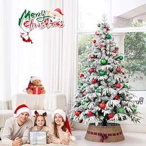 7ft flocked christmas tree prelit w 873 pepvc mixed tips 330 warm white led lights foldable metal stand premium hinged artificial xmas tree for home office store holiday decoration  urban country home decor