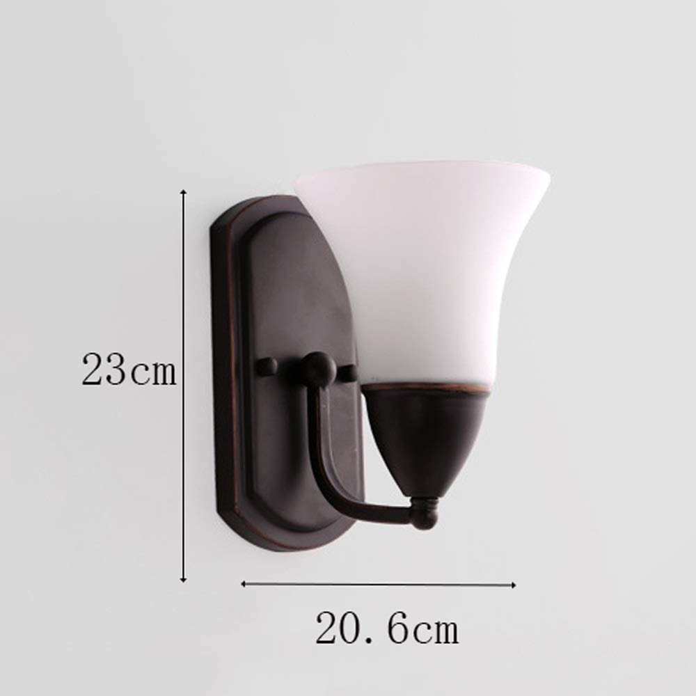 Lampada da Parete American Creativity con Paralume in Vetro E27, Decorazione per Interni, Soggiorno, Camera da Letto, Lanterna da Parete in Ferro, Balcone, Scala, Illuminazione da comod