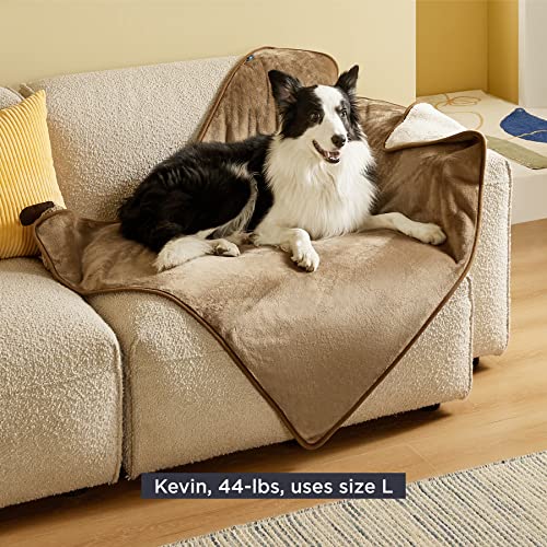 Image of Bedsure Waterproof Dog Blankets for Large Dogs - Large Cat Blanket Washable for Couch Protection, Sherpa Fleece Puppy Blanket, Soft Plush Reversible Throw Furniture Protector, 40 inchX50 inch, Camel