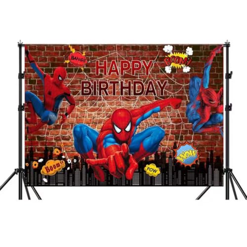 Spider Birthday Party Decorations Happy Birthday Banner Backdrop for Birthday Party Supplies