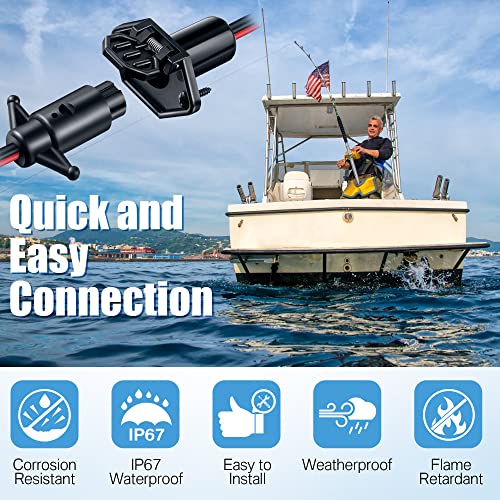 image for Saillong Trolling Motor Plug, Trolling Motor Plug Receptacle,12V Male 