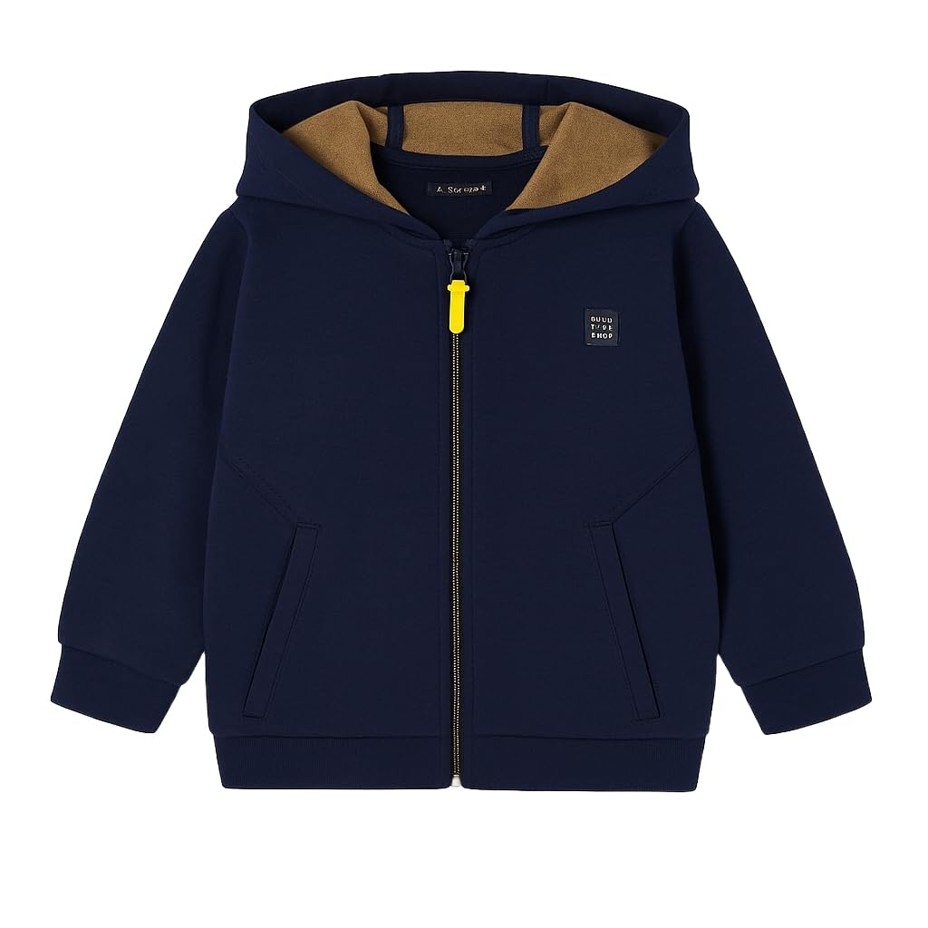 GENERICO Mayoral Giubbino Bambino con Cappuccio e Zip – Felpa Giacca Cotone Autunnale, Blu o Bordeaux, 3-9 Anni