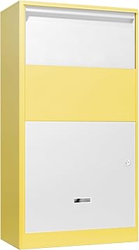 Package Delivery Box Wall Mailbox Parcel Drop Box Package Delivery Box for Outside with Lock, 16"L*9"W*30"H, Antis Theft Wall Mounted MailboxYellow