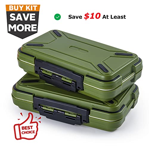 Goture Fishing Lure Boxes, 2 Pcs Waterproof Tackle Plastic Storage, Small Lure Case, Mini Lure Box, Fishing Accessories Boxes Storage Containers Green #TOP1