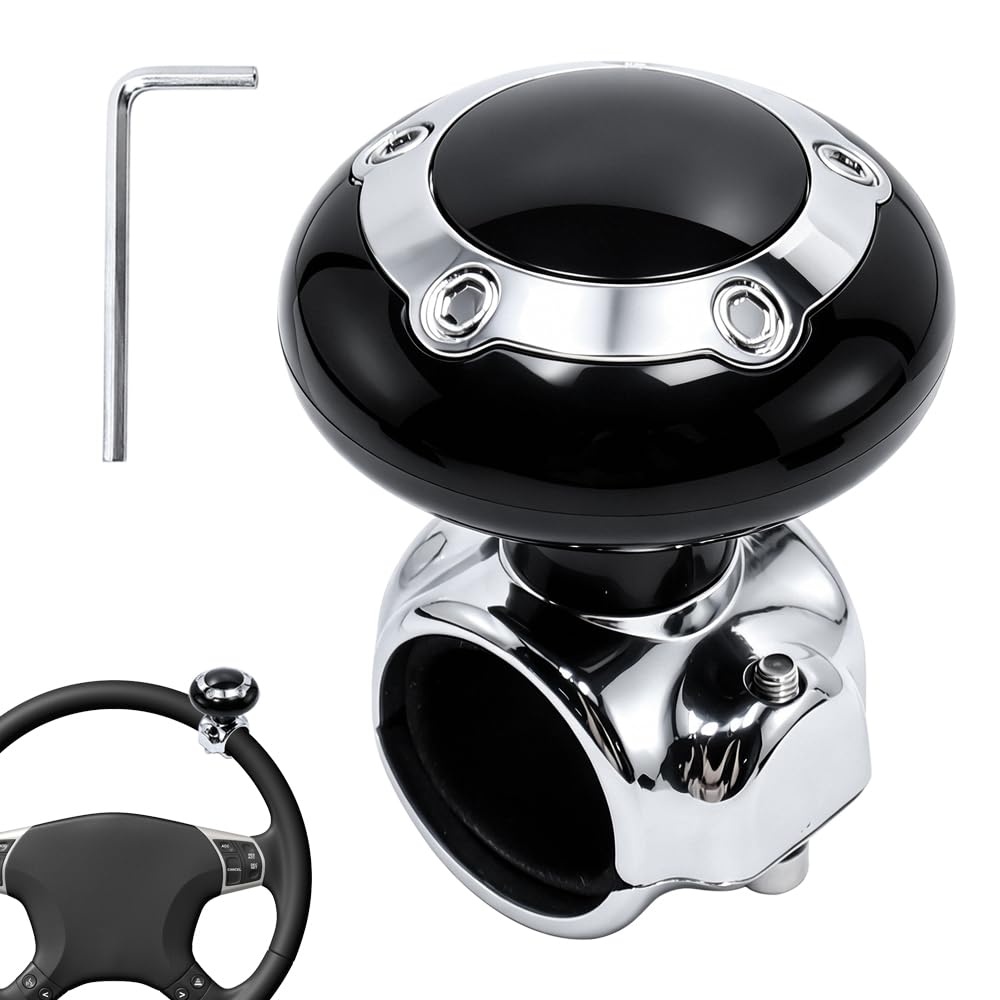 360°Boule de Volant Bouton de Volant de Voiture Ergonomique Poignée Boule Tournante Utilisé dans Les Voitures, Camions, Tracteurs, Tondeuses à Gazon(Noir)