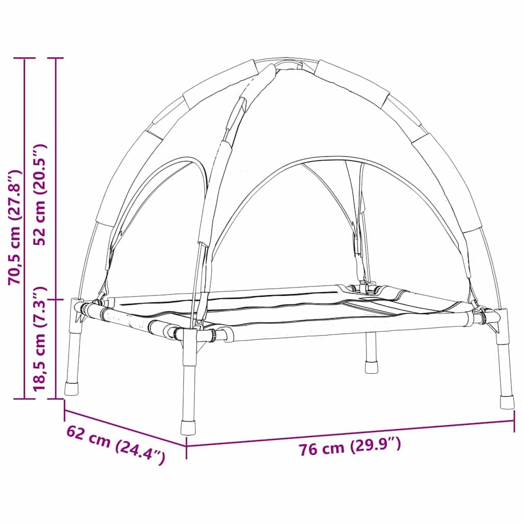 Cuccia per cani in acciaio, 76 x 62 x 70,5 cm, letto rialzato per interni ed esterni, antiscivolo e traspirante, ideale per cuccioli, anziani e un accogliente posto per dormire