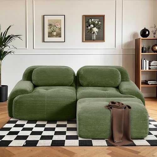 SoarFlash 81” L-Shaped Cloud Sofa with Chaise, Green