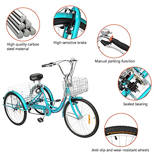 image for PEXMOR Adult Trike 7 Speed, 24/26 Inch Tricycle for Adult Three-Wheele