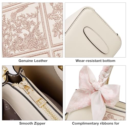 Bolso Tote de Cuero para Mujer con Bordado y Colgante miniatura 5