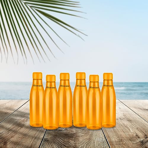 Image of Floraware Food Grade Premium Plastic Fridge Round Water Bottle, Drinking Bottle, 1000ml Pack of 8, Yellow