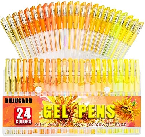 HUJUGAKO 12 Pack Colored Gel Pens - 0.8-1.0mm Tips With 150% More Ink For Coloring Books, Journaling & Crafts - View #5
