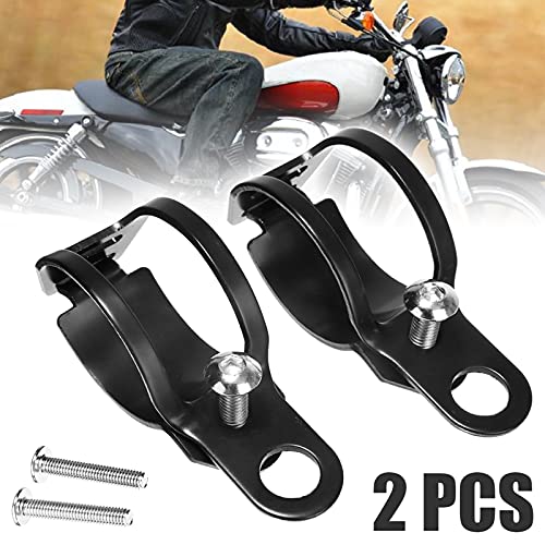Anki Happigo Ankia 1 Pair Universal Metal Motorcycle Turn Signal Indicator Light Bulb Lamp Mounting Brackets Clamp Holder Support For 30-45Mm Front Fork Accessories (Turn Signal Brackets-Black) #TOP6