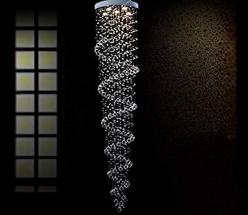 Spiral Crystal Chandelier Modern Ceiling Light Fixtures for Foyer Porch D 23.6" x 138" H
