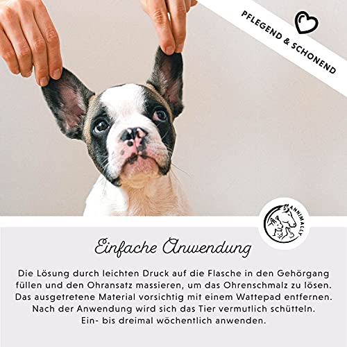 Annimally Ohrenreiniger Hund und Katze 250ml Ohrreiniger mit Kamille, Ringelblume und Propolis - Hunde Ohrenreiniger auch für Katze, Pferd und Kleintier Ohren - Schonende Ohrreiniger für Hunde