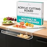 Acrylic Cutting Board with Counter Lip, 17x13 Inch Large Clear Cutting Board for Countertop, Non-Slip Acrylic Board, Kitchen Prep, Counter Protector, Kitchen Essentials & Gadgets