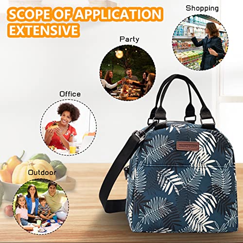 Fabuview Insulated Lunch Bag For Women，Large Reusable Lunch Box For Women，Cute Palm Leaf With Adjustable Shoulder Belt, Portable Lunch Tote Cooler Bags, Perfect For Adult Travel Picnic,Office,Working #TOP1