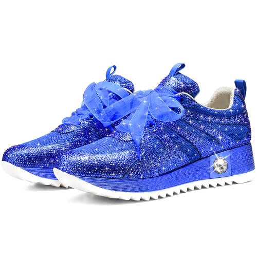 Image of FINDVELL Women's Fashion Glitter Sneakers Platform Wedge Shoes Sparkly Rhinestone High Top Sneakers Trendy Sequin Shoes Wedding Bride Dress