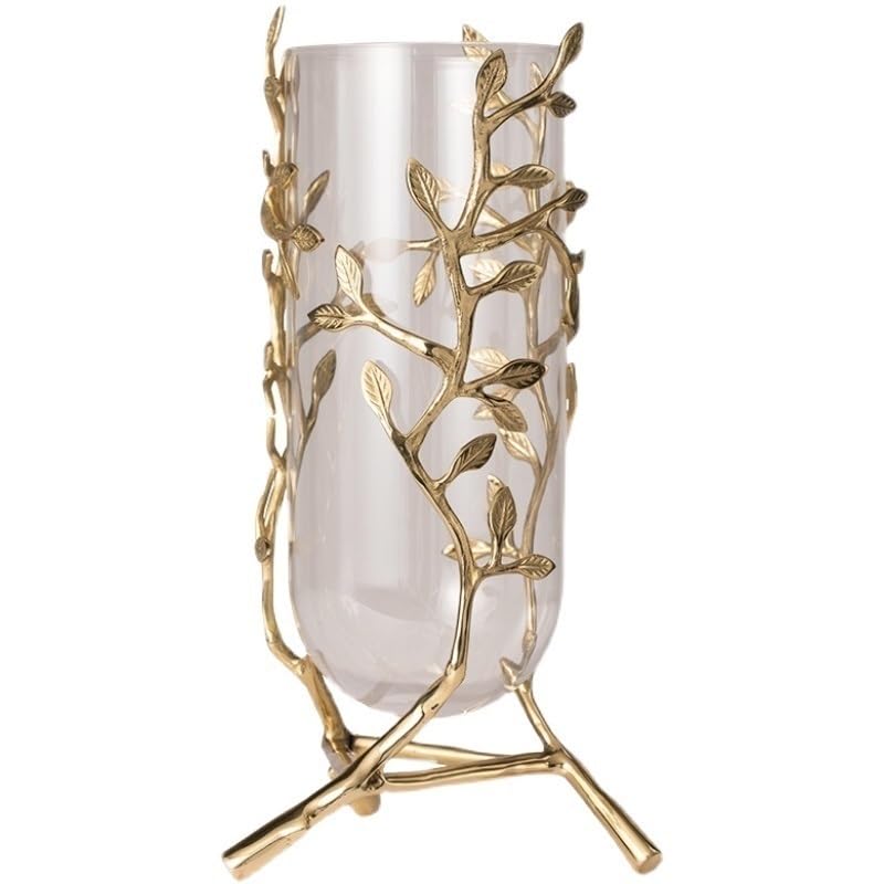 Arrangement de fleurs de salon simulation fleurs séchées et vase laiton