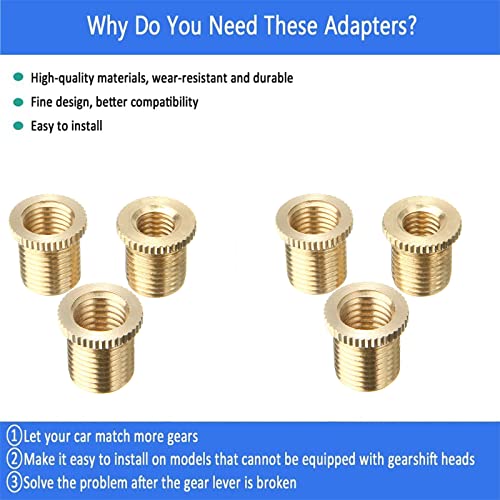 Lotcesfun Brass Shift Knob Adapters Universal M8 X 1.25/M10 X 1.25/M10 X 1.5 Thread Gear Shifter Knob Screw (6 Pcs) #TOP2