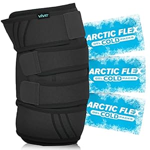 Vive Knee Ice Pack Wrap – Cold/Hot Gel Compression Brace – Heat Support Strap for Arthritis Pain, Tendonitis, ACL, Athletic Injury, Osteoarthritis, Women, Men, Running, Meniscus and Patella Surgery