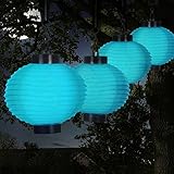 Pure Garden 50-19-B Outdoor Solar Chinese LED Lanterns, Blue