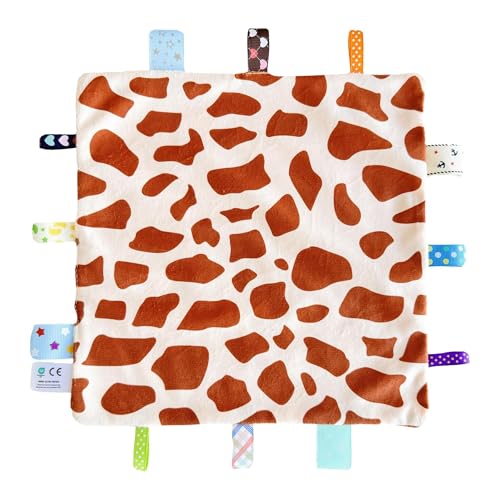 Image of CREVENT Security Blanket for Babies, Soft Baby Lovey Comforter, Sensory Plush Blanket for Baby Girls, Calming Sleep Companion, 10 inch x 10 inch 2pcs