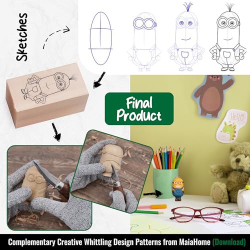 Maiahome MH-2022 Wood Whittling Kit Includes 8-Basswood Wood Carving Blocks Set thumb #4
