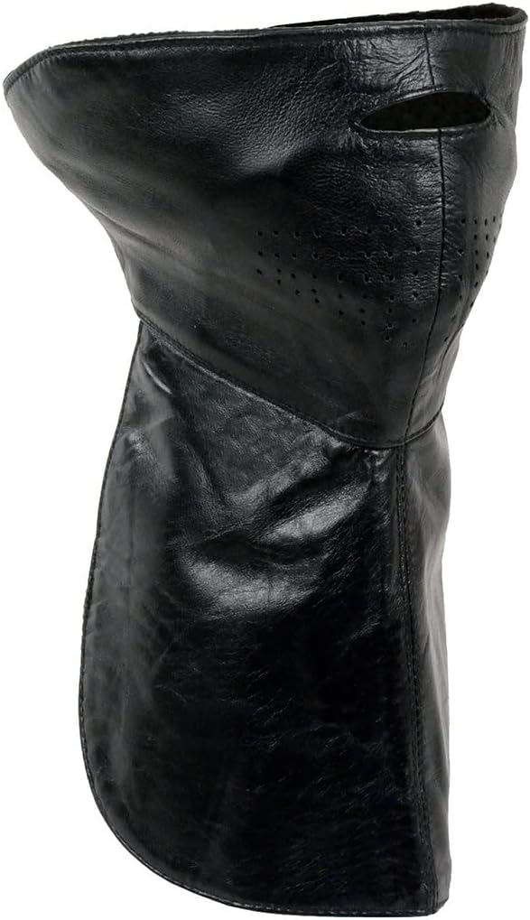 Milwaukee Leather Unisex Black Premium Leather Neck Warmer with Fleece Liners for Cold Weather