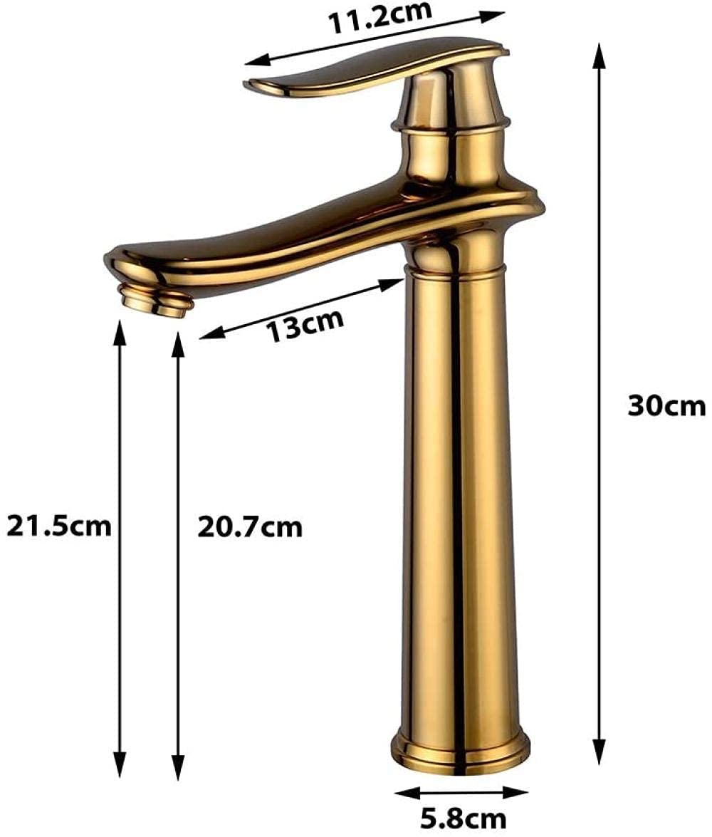 Grifos Monomando para Fregadero, Monomando de Cobre, Grifo de Fregadero de Cocina Dorado H20.1Cm, Grifo Monomando para Lavabo, grifos de Agua fría y Caliente, para Cocina y baño/dorado/H30Cm