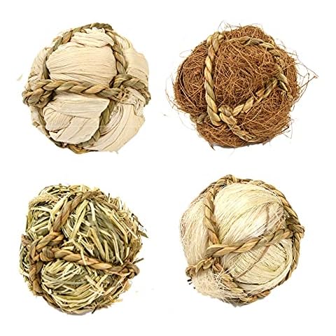 Yoowish Natural Grass Rattan Carrot Corn Sticks Timothy Grass Ball Rattan Balls Woven Grass Ball Small Animal Activity Play Chew Toys (Grass Ball) Cover