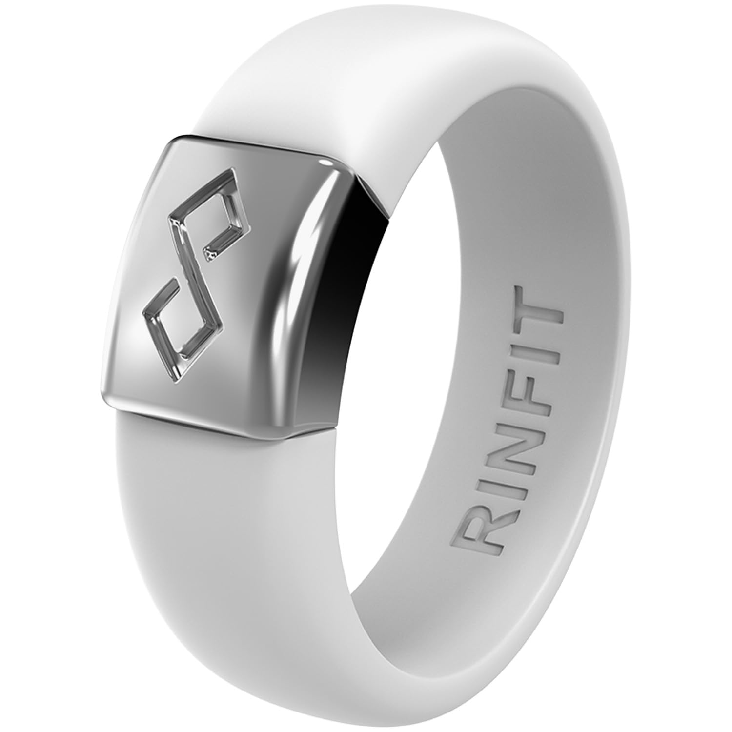 Rinfit Silicone Rings for Women 6mm Wide & Men 7mm Wide, 2mm Thick - Silicone Wedding Bands- Infinity Ring with Metal Plate - Patented Design