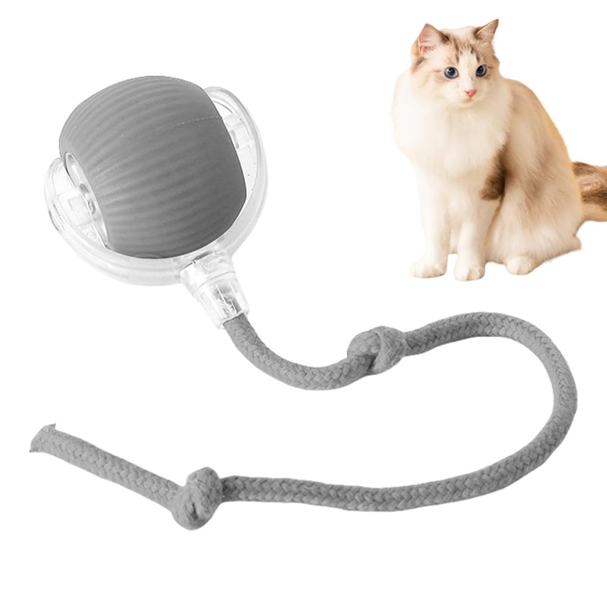 Upgraded 360° Automatic Self-Moving Ball – Interactive Dog Toy with Tail for Boredom Buster, Rechargeable Electric Pet Toy for Indoor Play, Ideal for Small Medium Dogs & Cats (GREY)