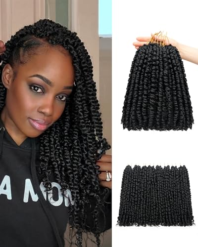Pre-looped Passion Twist Crochet Hair 14 Inch 8 Packs,Long Shoulder