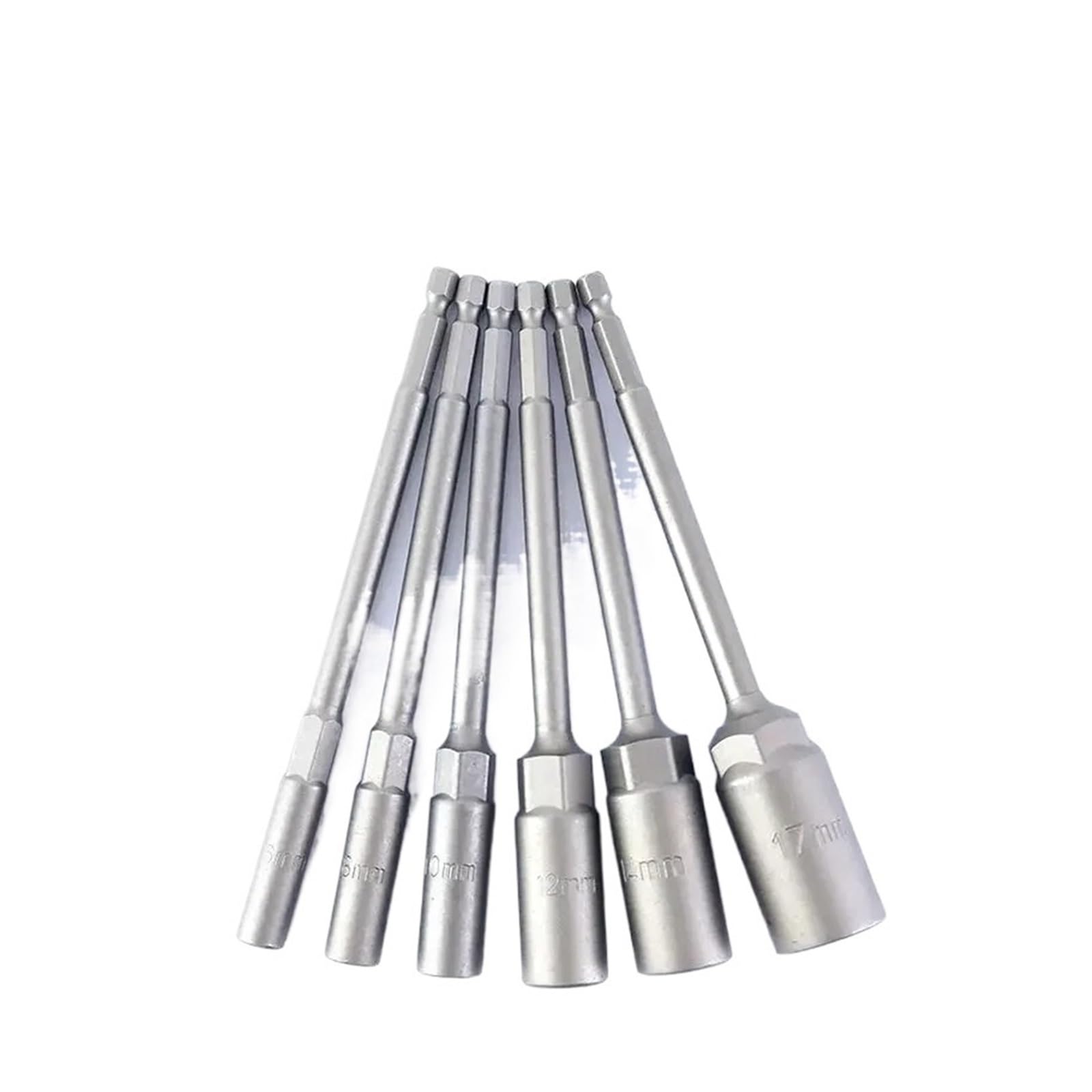 Xchiaueo 6Pcs 1/4Inch Hex Socket Set With 150Mm Length Nut Driver Drill Bit 5.5-19Mm Impact Adapter For Power Tools