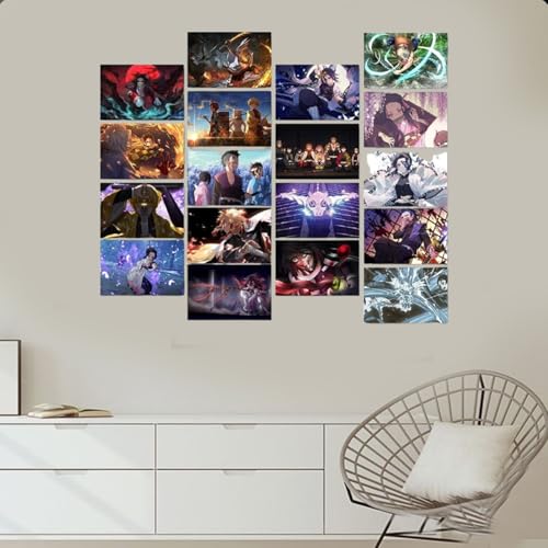 Image of ATEVON Anime Wall Collage Kit Pack of 18 Small Posters 6x4 Inches Japanese Anime Aesthetic Room Decor Featuring Tanjiro Nezuko Zenitsu Inosuke and More