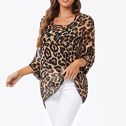 Image of Ckikiou Plus Size Batwing Flowy Semi Sheer Chiffon Blouse Tunic for Women Summer Floral Print Boho Beach Cover ups