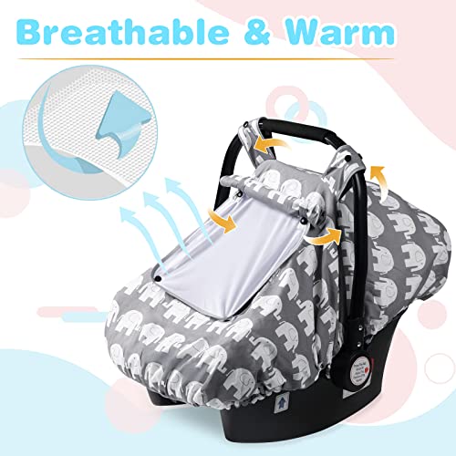 Smttw Car Seat Covers For Babies Baby Car Seat Covers, Infant Car Canopy For Spring Summer Autumn Winter, Universal Fit, Snug Warm Breathable, Car Seat Canopy For Boys Girls (Elephant) #TOP2
