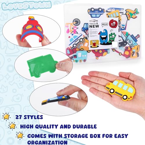 Lovestown HLT0590 27Pcs Transports Rubber Fridge Magnets For Kids- Aircraft, Boat, Vehicle, Car Refrigerator Magnet thumb #2