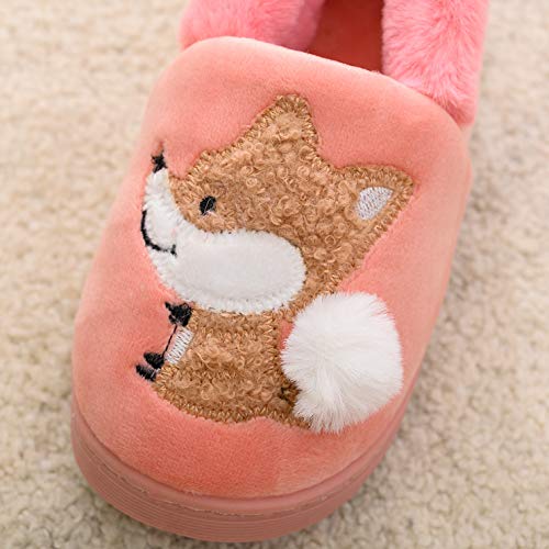 Ainikas Toddler Boys Girls Slippers Fluffy Little Kids House Slippers Warm Cute Animal Home Slipper, Pink 6-7 Toddler #TOP2