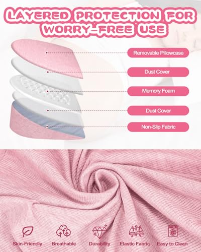 Image of Memory Foam Wedge Pregnancy Pillow for Sleeping, Maternity Pillow for Pregnant Women, Pregnancy Wedge Support for Belly Back Legs, Small Pregnancy Pillow 15x13 inch, Washable Cover, Pink