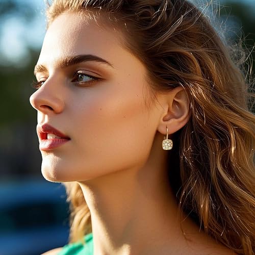 Gold Earrings for Women 14K Gold Hoop Earrings for Women Hoops Dangle Drop Leverback Earring for Womens with Cubic Zirconia Modern Geometry Meets Art Deco Hoop Earring for Womens3