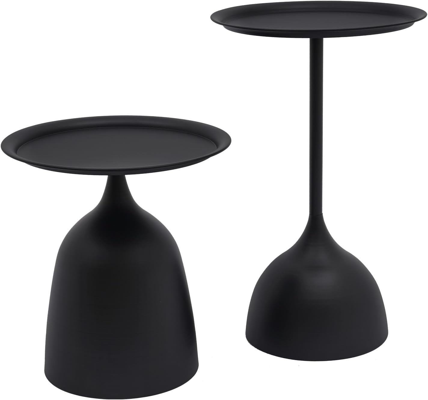 Side Tables, 15.7in Round Side Table Set, Small Spaces and Black Top with Round Base, Ideal for Living Room, Bedroom, Balcony, Office, Matte Black