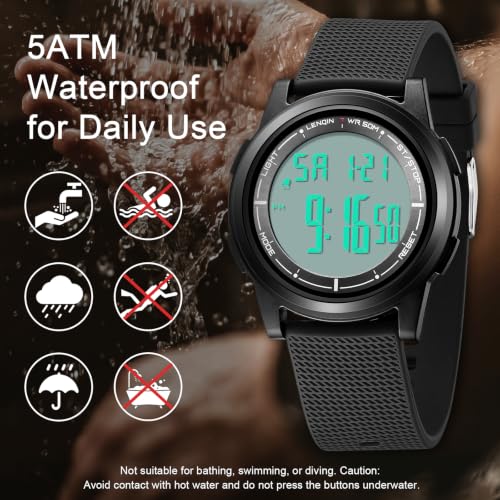 Image of HANPOSH Mens Digital Watch Ultra Thin Minimalist Sports Waterproof Outdoor LED Screen Large Face Wrist Watches for Men with Back Light Alarm Date Stopwatch