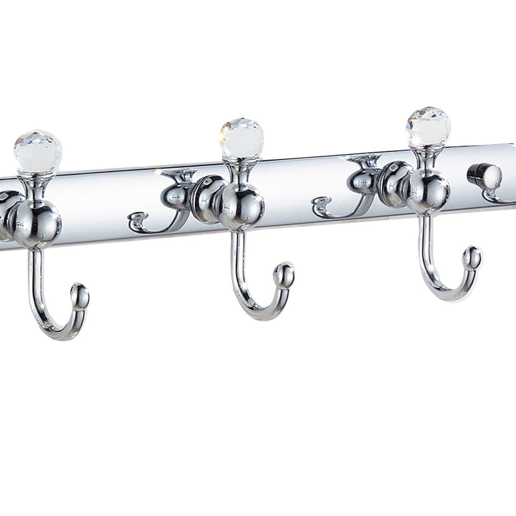 Zhouxiao Silver Coat Rack Wall Mounted With Hooks, Modern Heavy Duty Coat Hook Rail, Robe And Towel Hooks Rack For Bathroom, Entryway, Mudroom, Hats 6Hook