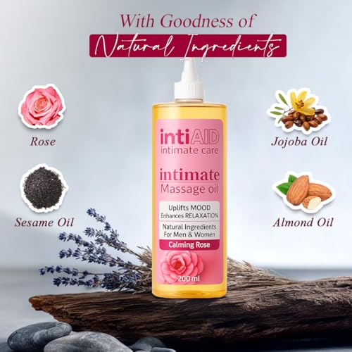 Image of Rose Intimate Massage Oil. Luxuriously Scented Self-Care Oil for Personal Moments. Sensual Touch for ultimate Pleasure & Relaxation - 200ml.